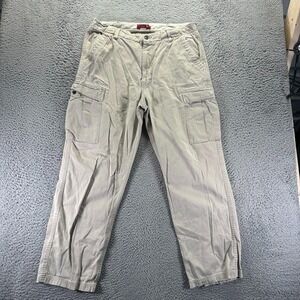 Chaps Pant Mens 36x32 Beige Cotton Cargo Straight Technician Utility Workwear